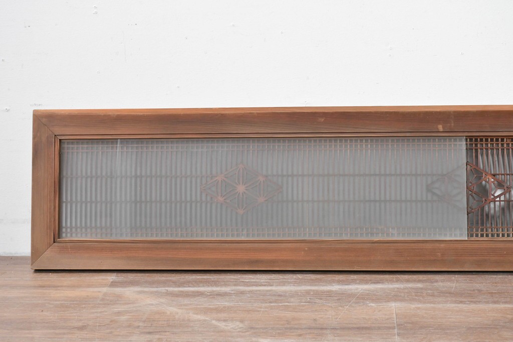 アンティーク建具　明治から大正期　細格子に菱形組子入りの欄間1枚　(R-085619)