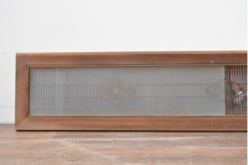 アンティーク建具　明治から大正期　細格子に菱形組子入りの欄間1枚　(R-085619)