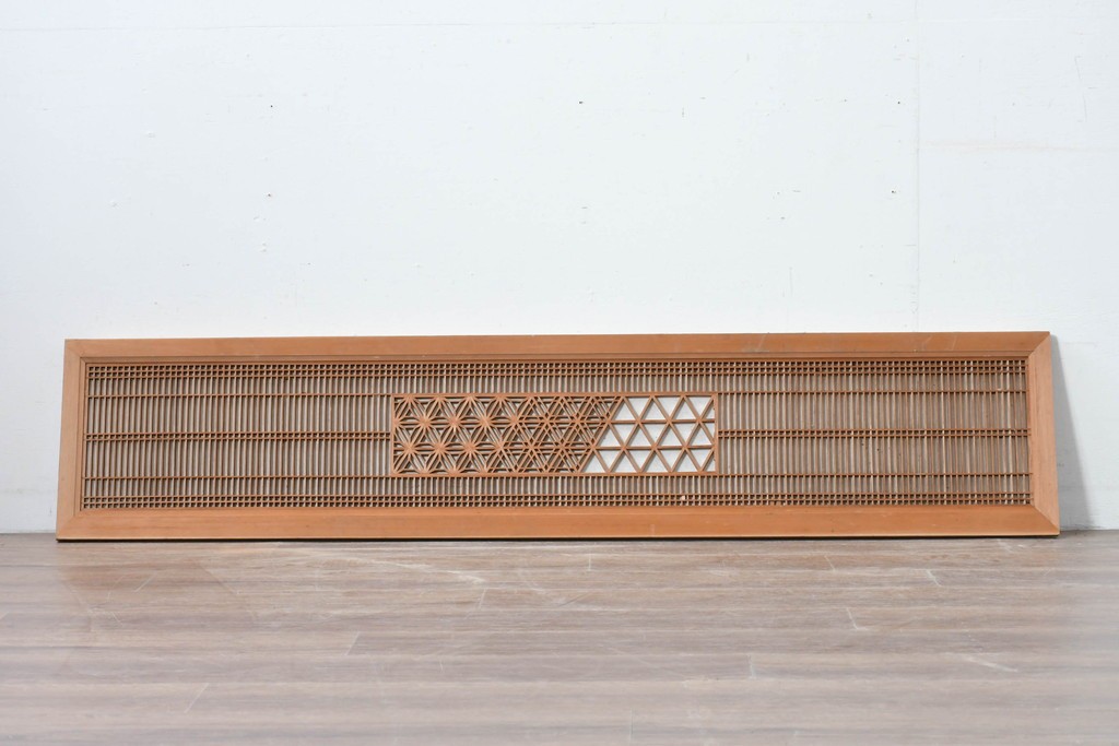 ヴィンテージ建具　昭和中期　片面障子　細格子に繊細な組子入りの欄間1枚　(R-085620)