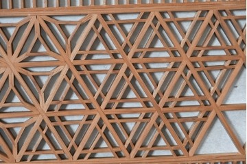 ヴィンテージ建具　昭和中期　片面障子　細格子に繊細な組子入りの欄間1枚　(R-085620)