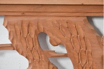 ヴィンテージ建具　昭和中期　松と飛ぶ鳥の彫刻が美しい欄間2枚セット　(R-085622)