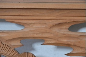 ヴィンテージ建具　昭和中期　松と飛ぶ鳥の彫刻が美しい欄間2枚セット　(R-085622)