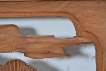 ヴィンテージ建具　昭和中期　松と飛ぶ鳥の彫刻が美しい欄間2枚セット　(R-085622)