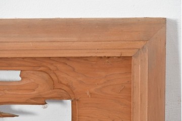 ヴィンテージ建具　昭和中期　松と飛ぶ鳥の彫刻が美しい欄間2枚セット　(R-085622)