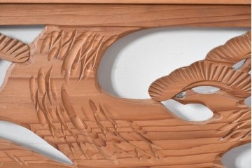 ヴィンテージ建具　昭和中期　松竹梅の彫刻が施された欄間2枚セット　(R-085623)