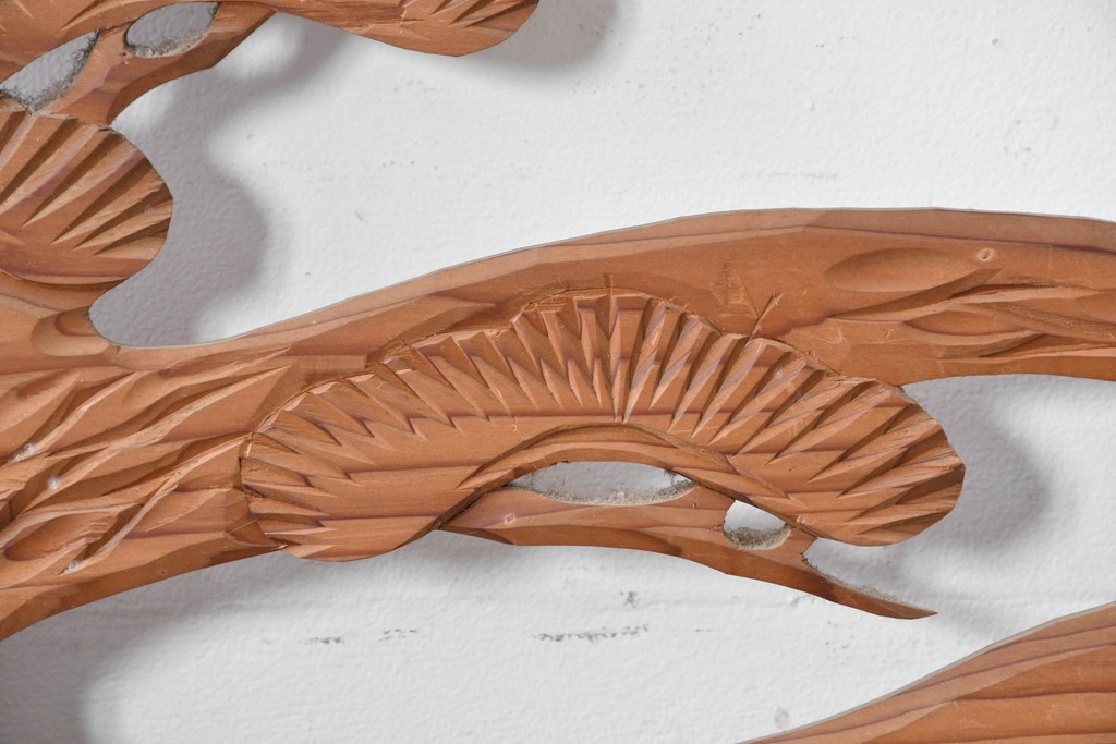 ヴィンテージ建具　昭和中期　松竹梅の彫刻が施された欄間2枚セット　(R-085623)