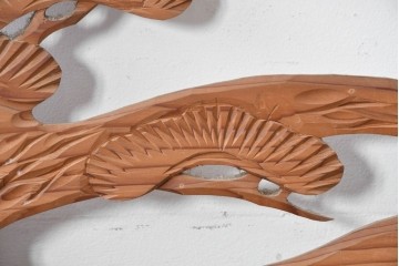 ヴィンテージ建具　昭和中期　松竹梅の彫刻が施された欄間2枚セット　(R-085623)