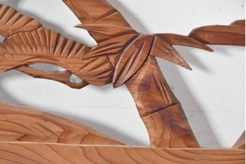 ヴィンテージ建具　昭和中期　松竹梅の彫刻が施された欄間2枚セット　(R-085623)