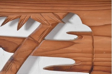 ヴィンテージ建具　昭和中期　松竹梅の彫刻が施された欄間2枚セット　(R-085623)