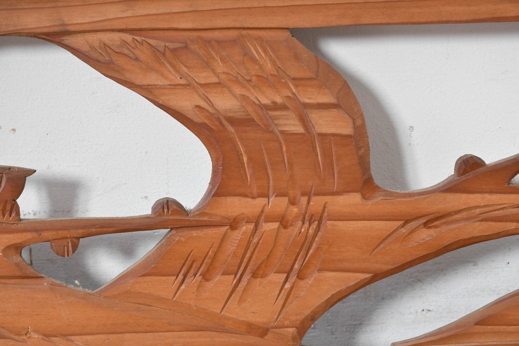 ヴィンテージ建具　昭和中期　松竹梅の彫刻が施された欄間2枚セット　(R-085623)