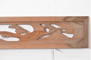 ヴィンテージ建具　昭和中期　松竹梅の彫刻が施された欄間2枚セット　(R-085623)