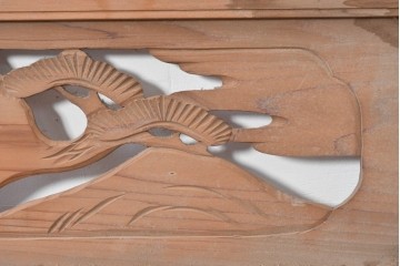 ヴィンテージ建具　昭和中期　松竹梅の彫刻が施された欄間2枚セット　(R-085623)