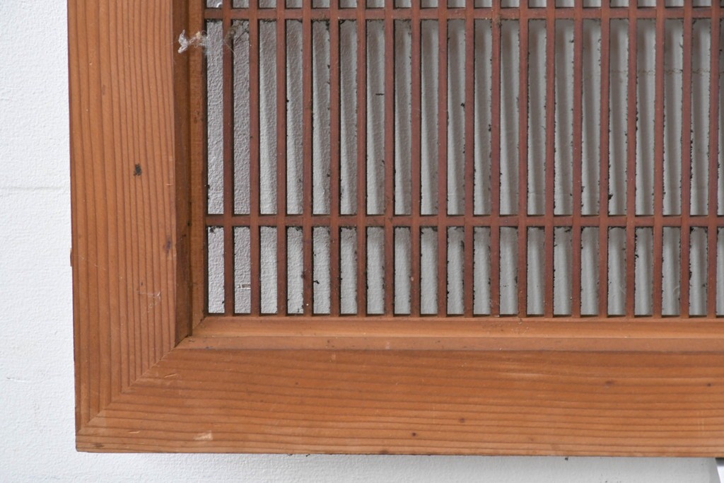 アンティーク建具　昭和初期　組子入り　繊細な格子と花模様の装飾が美しい欄間2枚セット　(R-085626)