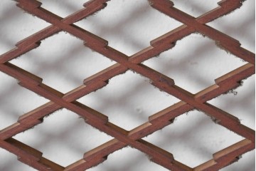 アンティーク建具　昭和初期　組子入り　繊細な格子と花模様の装飾が美しい欄間2枚セット　(R-085626)