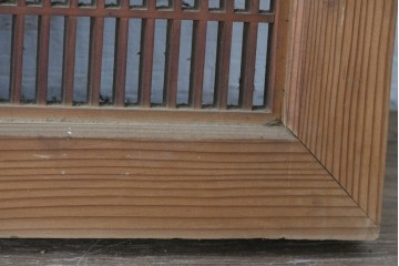 アンティーク建具　昭和初期　組子入り　繊細な格子と花模様の装飾が美しい欄間2枚セット　(R-085626)