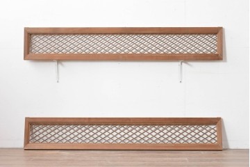 アンティーク建具　昭和初期　格子細工の意匠が魅力の組子欄間2枚セット　(R-085629)