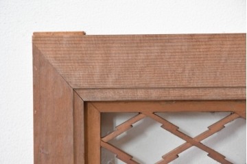 アンティーク建具　昭和初期　格子細工の意匠が魅力の組子欄間2枚セット　(R-085629)