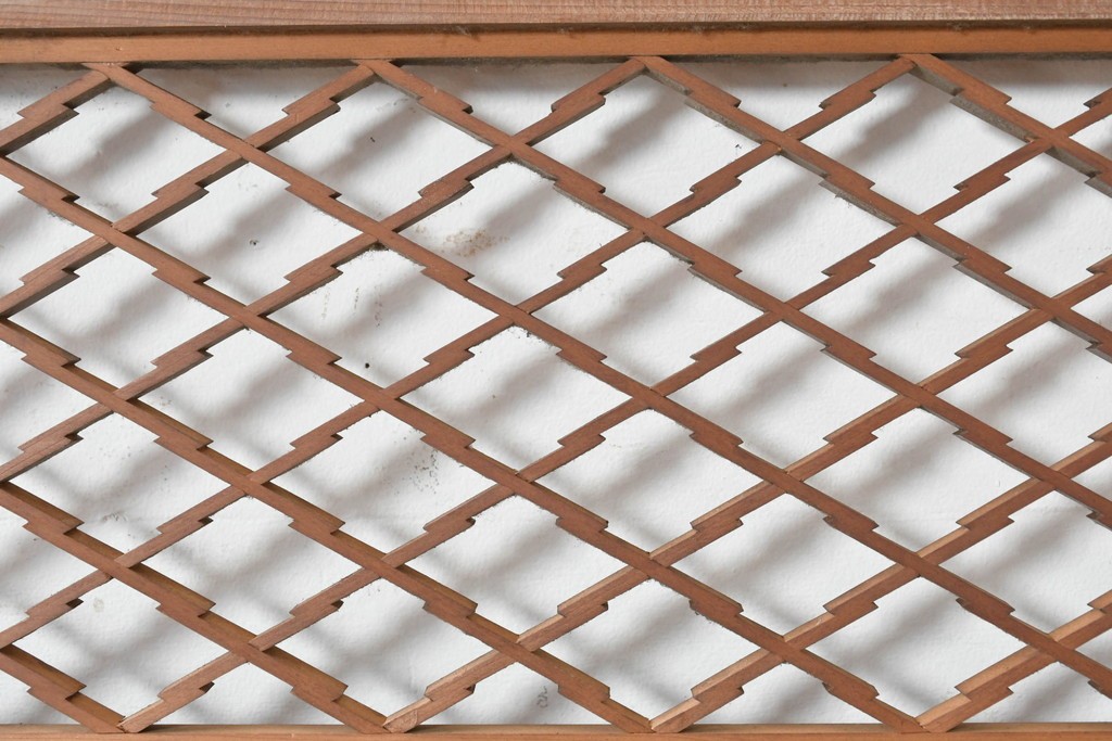 アンティーク建具　昭和初期　格子細工の意匠が魅力の組子欄間2枚セット　(R-085629)