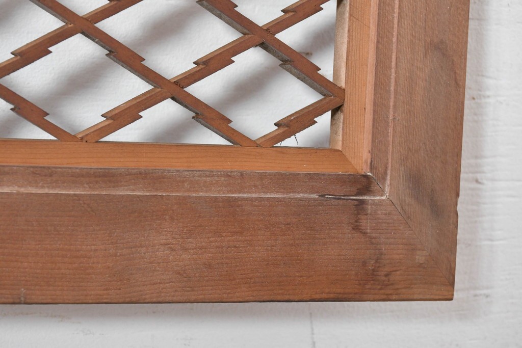 アンティーク建具　昭和初期　格子細工の意匠が魅力の組子欄間2枚セット　(R-085629)