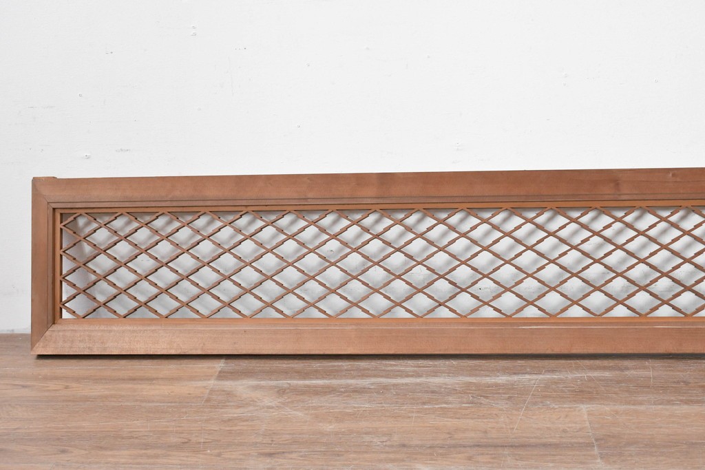 アンティーク建具　昭和初期　格子細工の意匠が魅力の組子欄間2枚セット　(R-085629)