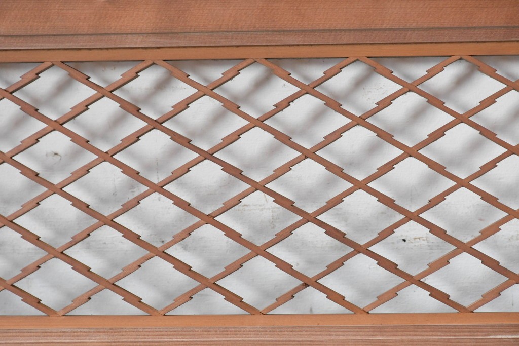 アンティーク建具　昭和初期　格子細工の意匠が魅力の組子欄間2枚セット　(R-085629)