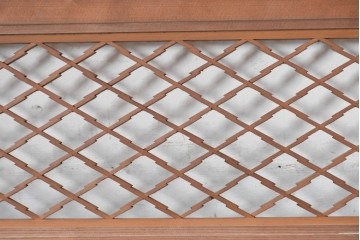 アンティーク建具　昭和初期　格子細工の意匠が魅力の組子欄間2枚セット　(R-085629)