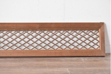 アンティーク建具　昭和初期　格子細工の意匠が魅力の組子欄間2枚セット　(R-085629)