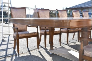 中古　特注品　国産職人手作り　某上場企業会長邸放出品　ドレクセル風の上質なミーティングテーブルとチェア15脚のセット　製作費(合計)約900万円　(R-085630)