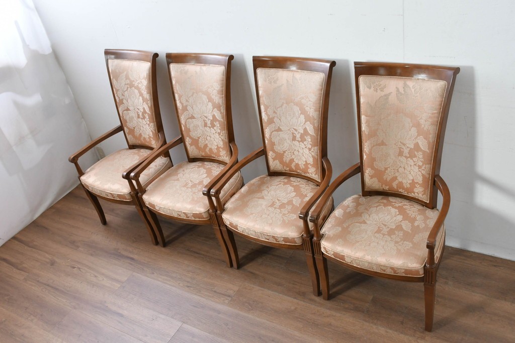 中古　特注品　国産職人手作り　某上場企業会長邸放出品　ドレクセル風の上質なミーティングテーブルとチェア15脚のセット　製作費(合計)約900万円　(R-085630)