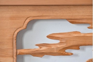 ヴィンテージ建具　昭和中期　躍動感ある鶴と松の彫刻が見事な欄間2枚セット　(R-085634)