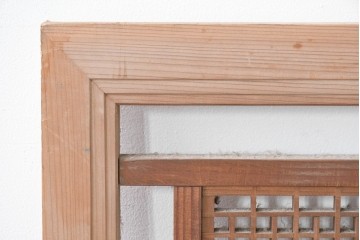 ヴィンテージ建具　昭和中期　繊細に並んだ細い桟に組子が映える筬欄間3枚セット　(R-085635)