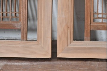 ヴィンテージ建具　昭和中期　繊細に並んだ細い桟に組子が映える筬欄間3枚セット　(R-085635)