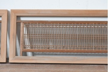 ヴィンテージ建具　昭和中期　繊細に並んだ細い桟に組子が映える筬欄間3枚セット　(R-085635)
