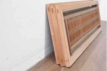 ヴィンテージ建具　昭和中期　繊細に並んだ細い桟に組子が映える筬欄間3枚セット　(R-085635)
