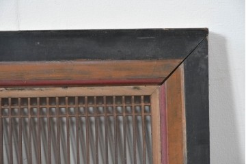アンティーク建具　明治から大正期　黒塗り枠の繊細な筬欄間1枚　(R-085638)