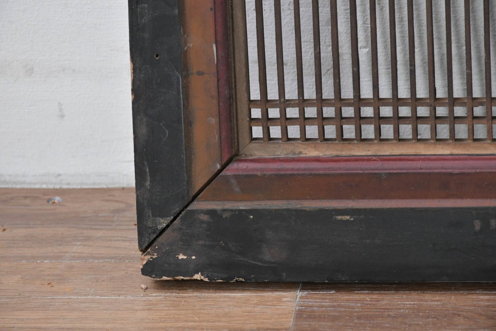アンティーク建具　明治から大正期　黒塗り枠の繊細な筬欄間1枚　(R-085638)