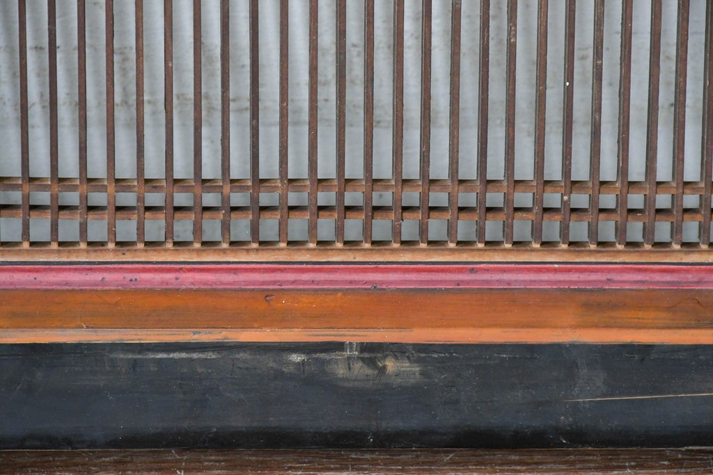 アンティーク建具　明治から大正期　黒塗り枠の繊細な筬欄間1枚　(R-085638)