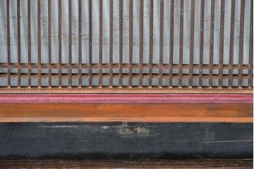 アンティーク建具　明治から大正期　黒塗り枠の繊細な筬欄間1枚　(R-085638)