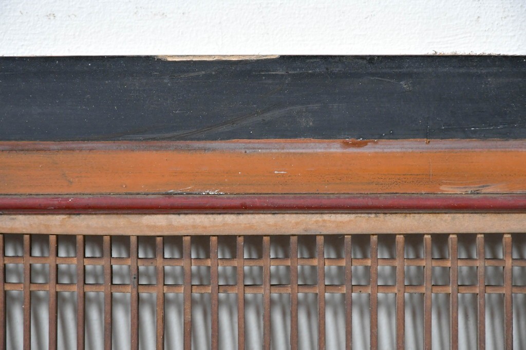 アンティーク建具　明治から大正期　黒塗り枠の繊細な筬欄間1枚　(R-085638)