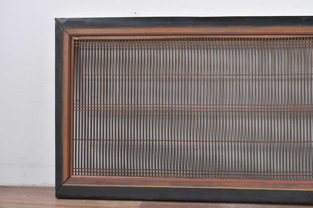 アンティーク建具　明治から大正期　黒塗り枠の繊細な筬欄間1枚　(R-085638)