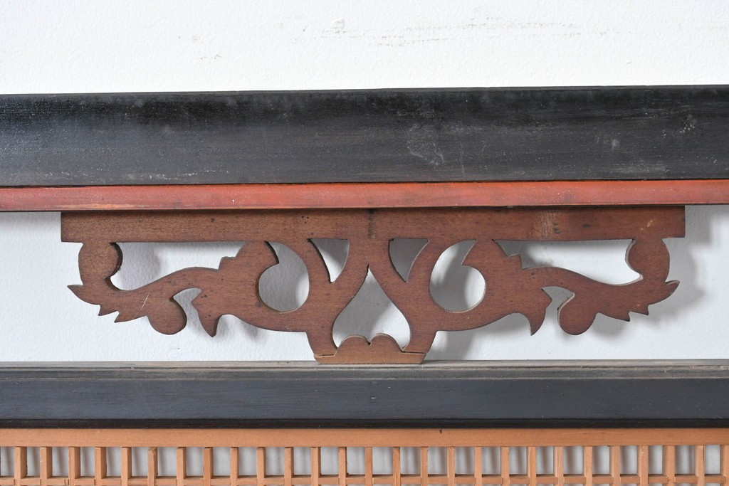 アンティーク建具　昭和初期　上手物‼　組子と透かし彫りが美しい欄間2枚セット　(R-085639)