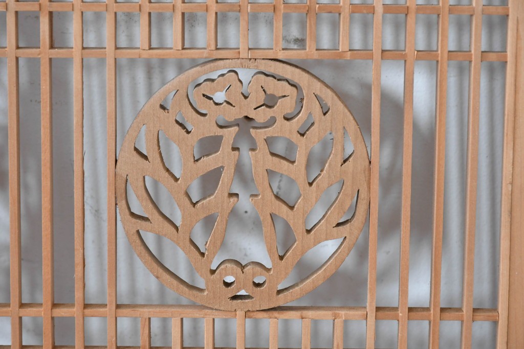 アンティーク建具　昭和初期　上手物‼　組子と透かし彫りが美しい欄間2枚セット　(R-085639)