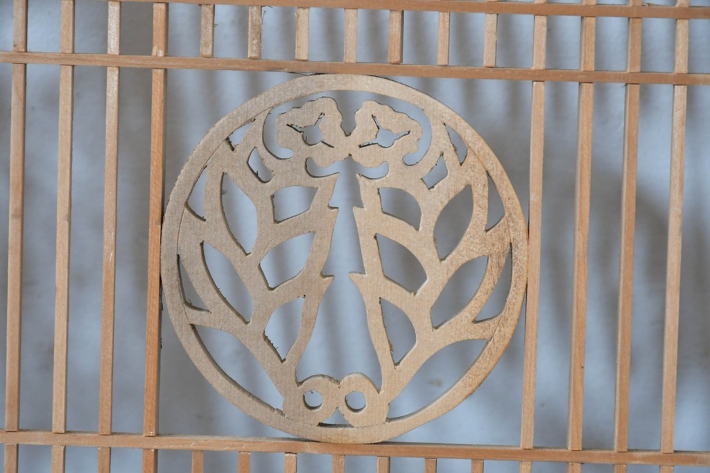 アンティーク建具　昭和初期　上手物‼　組子と透かし彫りが美しい欄間2枚セット　(R-085639)