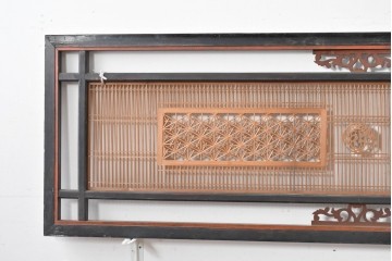 アンティーク建具　昭和初期　上手物‼　組子と透かし彫りが美しい欄間2枚セット　(R-085639)