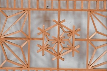 アンティーク建具　昭和初期　繊細な組子細工が目を引く欄間1枚　(R-085640)