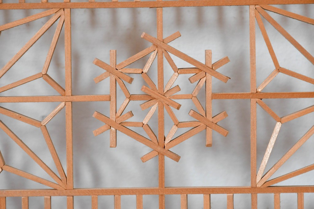 アンティーク建具　昭和初期　繊細な組子細工が目を引く欄間1枚　(R-085640)