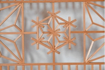 アンティーク建具　昭和初期　繊細な組子細工が目を引く欄間1枚　(R-085640)