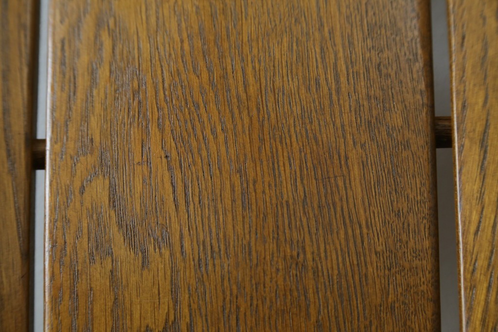 中古　美品　希少な廃番品　浜本工芸　オーク材　フェイクレザー　扇形背もたれのモダンなダイニングチェア3脚セット　(R-085641)