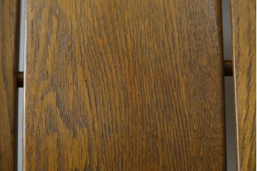中古　美品　希少な廃番品　浜本工芸　オーク材　フェイクレザー　扇形背もたれのモダンなダイニングチェア3脚セット　(R-085641)