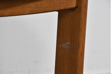 中古　美品　希少な廃番品　浜本工芸　オーク材　フェイクレザー　扇形背もたれのモダンなダイニングチェア3脚セット　(R-085641)